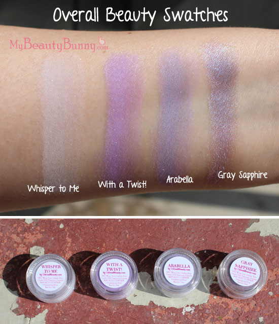 Overall Beauty Purple Swatches Overall Beauty Eyeshadow Swatches Vegan not tested on animals cruelty free makeup cruelty free beauty 