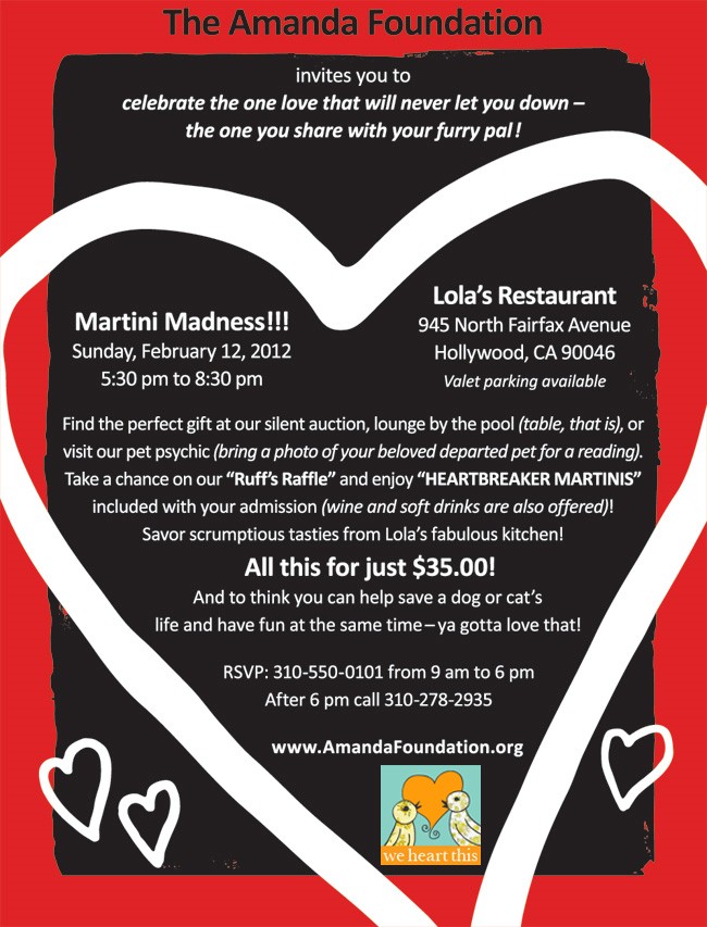 martini madness 12 Valentines Day Event for the Animals 